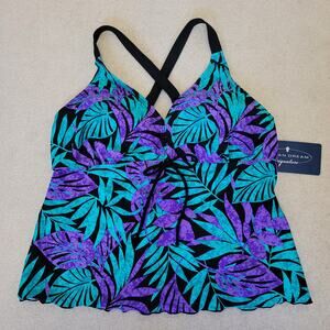 NWT Ocean Dream Signature 18W 1 Pc Swimsuit Tankini Top Adjustable Padded